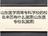 山东医学高等专科学校的校名来历有什么渊源(山东医专校名渊源)