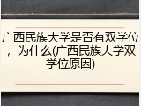 广西民族大学是否有双学位，为什么(广西民族大学双学位原因)