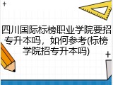 四川国际标榜职业学院要招专升本吗，如何参考(标榜学院招专升本吗)