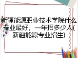 新疆能源职业技术学院什么专业最好，一年招多少人(新疆能源专业招生)