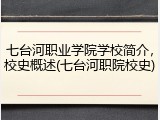 七台河职业学院学校简介，校史概述(七台河职院校史)