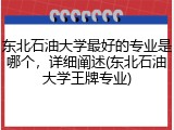 东北石油大学最好的专业是哪个，详细阐述(东北石油大学王牌专业)