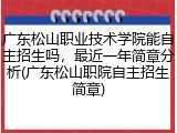 广东松山职业技术学院能自主招生吗，最近一年简章分析(广东松山职院自主招生简章)