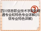 四川信息职业技术学院的普通专业和特色专业详解(川信专业特色详解)