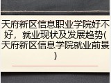 天府新区信息职业学院好不好，就业现状及发展趋势(天府新区信息学院就业前景)