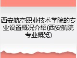 西安航空职业技术学院的专业设置概况介绍(西安航院专业概览)