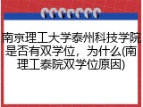 南京理工大学泰州科技学院是否有双学位，为什么(南理工泰院双学位原因)