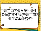 贵州工商职业学院毕业生一般年薪多少钱(贵州工商职业学院毕业薪资)