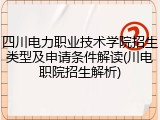四川电力职业技术学院招生类型及申请条件解读(川电职院招生解析)