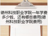 德州科技职业学院一年学费多少钱，还有哪些费用(德州科技职业学院费用)