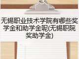 无锡职业技术学院有哪些奖学金和助学金呢(无锡职院奖助学金)