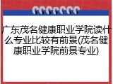 广东茂名健康职业学院读什么专业比较有前景(茂名健康职业学院前景专业)