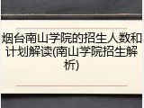 烟台南山学院的招生人数和计划解读(南山学院招生解析)