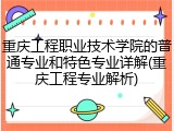 重庆工程职业技术学院的普通专业和特色专业详解(重庆工程专业解析)