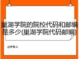 巢湖学院的院校代码和邮编是多少(巢湖学院代码邮编)