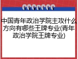 中国青年政治学院主攻什么方向有哪些王牌专业(青年政治学院王牌专业)