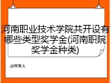 河南职业技术学院共开设有哪些类型奖学金(河南职院奖学金种类)