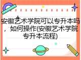 安徽艺术学院可以专升本吗，如何操作(安徽艺术学院专升本流程)