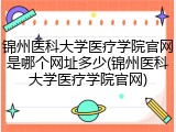 锦州医科大学医疗学院官网是哪个网址多少(锦州医科大学医疗学院官网)