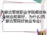 内蒙古警察职业学院哪些专业就业前景好，为什么(内蒙古警院好就业专业)