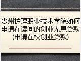 贵州护理职业技术学院如何申请在读间的创业无息贷款(申请在校创业贷款)