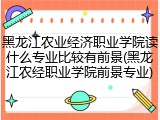 黑龙江农业经济职业学院读什么专业比较有前景(黑龙江农经职业学院前景专业)