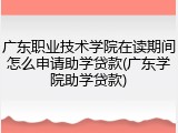广东职业技术学院在读期间怎么申请助学贷款(广东学院助学贷款)