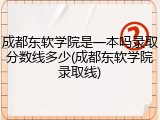 成都东软学院是一本吗录取分数线多少(成都东软学院录取线)