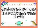 沈阳音乐学院的招生人数和计划解读(沈阳音乐学院招生计划)