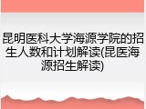 昆明医科大学海源学院的招生人数和计划解读(昆医海源招生解读)