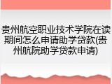 贵州航空职业技术学院在读期间怎么申请助学贷款(贵州航院助学贷款申请)