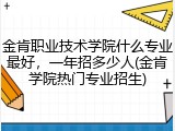 金肯职业技术学院什么专业最好，一年招多少人(金肯学院热门专业招生)