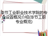 毕节工业职业技术学院的专业设置概况介绍(毕节工职专业概览)