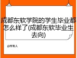 成都东软学院的学生毕业都怎么样了(成都东软毕业生去向)