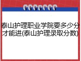 泰山护理职业学院要多少分才能进(泰山护理录取分数)