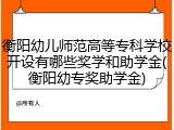 衡阳幼儿师范高等专科学校开设有哪些奖学和助学金(衡阳幼专奖助学金)