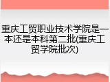 重庆工贸职业技术学院是一本还是本科第二批(重庆工贸学院批次)