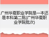 广州华夏职业学院是一本还是本科第二批(广州华夏职业学院批次)