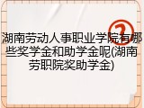 湖南劳动人事职业学院有哪些奖学金和助学金呢(湖南劳职院奖助学金)