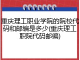 重庆理工职业学院的院校代码和邮编是多少(重庆理工职院代码邮编)