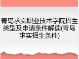 青岛求实职业技术学院招生类型及申请条件解读(青岛求实招生条件)