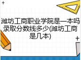 潍坊工商职业学院是一本吗录取分数线多少(潍坊工商是几本)
