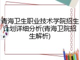 青海卫生职业技术学院招生计划详细分析(青海卫院招生解析)