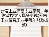 云南工业信息职业学院一年财政拨款大概多少钱(云南工业信息职业学院年财政拨款)