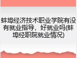蚌埠经济技术职业学院有没有就业指导，好就业吗(蚌埠经职院就业情况)