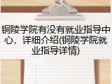 铜陵学院有没有就业指导中心，详细介绍(铜陵学院就业指导详情)