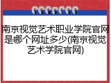 南京视觉艺术职业学院官网是哪个网址多少(南京视觉艺术学院官网)