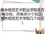 南京视觉艺术职业学院是否有分校，共有多少个校区(南京视觉艺术学院几个校区)