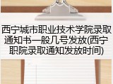 西宁城市职业技术学院录取通知书一般几号发放(西宁职院录取通知发放时间)