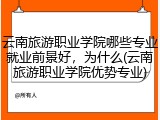 云南旅游职业学院哪些专业就业前景好，为什么(云南旅游职业学院优势专业)